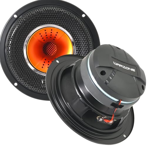 Warzone WZ65Pi 6.5-Inch Mid-Range + Driver Speaker, 1000W Max, 4 Ohms, 25oz Flux Ferrite Magnet, Aluminum Dome Tweeter for Car Audio Systems (2 Speakers)