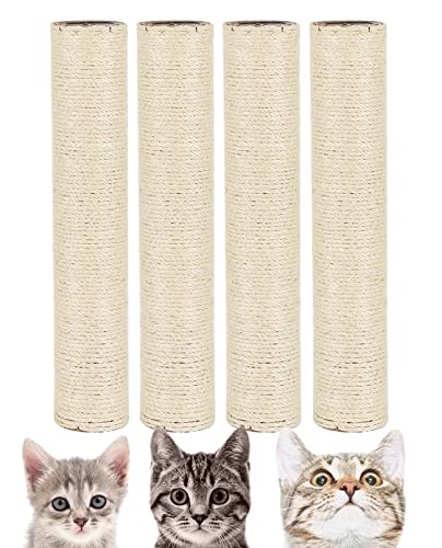BNOSDM 4 Pcs M8 15”x2.75” Cat Tree Scratching Post Replacement Parts for Indoor Cats Tower Rope Scratch Poles Refill Sisal Pole Part for Refurbishment Hemp Kitty Furniture Accessories Spare