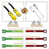 Deinyi Construction Toddler Utensils - Toddler Forks and Spoons - Kids Spoon and Fork Set - Suitable for Kids Utensils - Baby Utensils, Portable Utensils Set for 1 2 3 4 5 year old Toddlers, Yellow