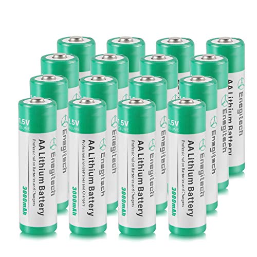 Enegitech AA Lithium Battery, 3000mAh 1.5V Double A Lithium Battery for Blink Camera, Doorbell, Smart Lock Deadbolt, Security Aralm System Non-Rechargeable 16 Pack