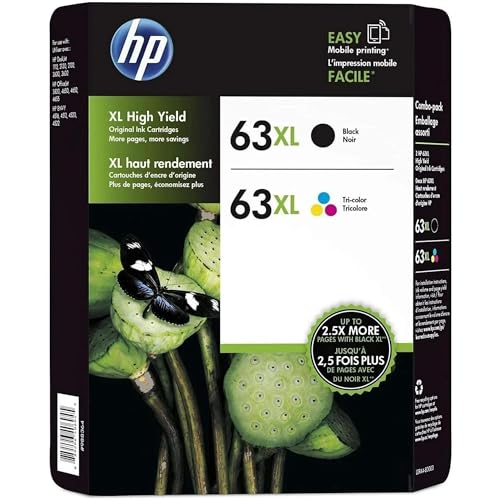 63XL High Yield Black and High Yield Tri-Color Inkjet Print Cartridges Kit