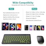 TECURS Bluetooth Keyboard and Mouse Combo for iPad - Rechargeable Wireless Keyboard & Mouse with 7-Color Backlit Compatible with iPad 10th/9th/8th Gen, iPad Pro/Air/Mini, iPhone15/14/13 Pro, Black