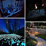 Anothera 1000 pcs Blue Glowing Rocks Glow in The Dark Pebbles Solar Stones Outdoor Garden Lawn Walkway Decorative (Blue)