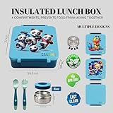 CANAIMA Bento Box for Kids with Thermos -1600ml Leak Proof Lunch Box - Amazing Designs - Microwave-Safe, BPA-Free, Easy to Clean Bento Lunch Box for Kids & Adults - School & Office (Blue Panda)