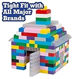 SCS Direct Building Block Bricks - 1000 Pc Bulk Set of Unique Clear Color with 54 Roof Pieces - Great for Activity Tables, Creativity & School Projects