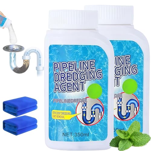 Powerful Pipe Dredging Agent, 2025 Upgraded Drain Cleaner Multi-Purpose Pipe Cleaner for Kitchen Bathroom Toilet, Easy Use Pipeline Dredge suitable for Home Users (Pack of 2)
