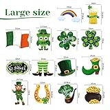 14 Pieces St. Patrick's Day Yard Sign Outdoor Garden Decorations Horseshoe Shamrock Leprechaun Yard Sign Irish Saint Patty's Day Lawn Outdoor Decor with Stakes