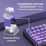 HITIME XVX Shine Through Keycaps w/IMD Tech, Custom Topographic Keycaps 60 75 100 Percent, Purple Keycap Set Lines Backlit, OEM Profile Keycap,Side Printed Keyboard Keycaps for Keyboards(Only Keycaps)