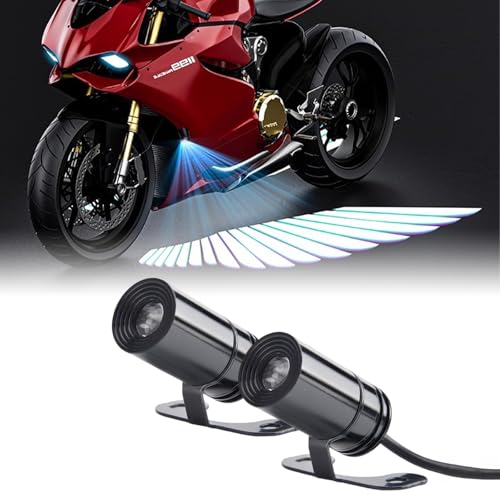 HealGlow 2Pcs Motorcycle Angel Wings Projection Light kit, Angel Wings Motorcycle Projector Lights Motorcycle Angel Wing Lights for Moto Scooter Electric Vehicle Har-Ley (White)