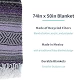 La Montana Mexican Blankets and Throws, 10 Pk, 74"x50"-Made in Mexico,Lightweight Yoga Blanket for Schools, Studios, Outdoors, Camping, Picnic, Decor-Machine Washable-Dark Purple/Light Purple/Charcoal