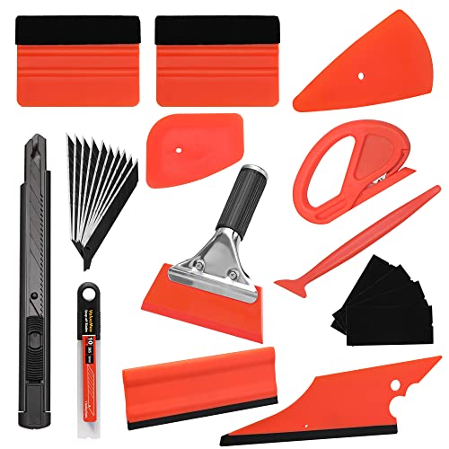 ValueMax Window Tint Kit 10PCS Car Vinyl Wrap Tools Protective Film Installation Set Including Rubber Vinyl Squeegees, Felt Squeegees, Safety Cutter Knife, Utility Knife with Blades