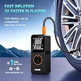 Tire Inflator Portable Air Compressor-Air Pump 20000mAh & 150PSI Cordless Electric for Car, Motorcycle, Bike, Ball, with Tire Gauge Pressure, Dual-Use Type (Black)