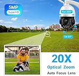 SV3C PTZ Security IP Camera Outdoor, 20X Optical Zoom 5MP Dual Band 2.4G 5GHZ WiFi Home Cameras Support Onvif, RTSP Browser Viewing, Humanoid Detect, Metal Shell Waterproof, 2-way Audio,SD Card Record