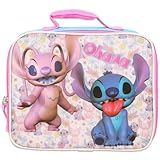 Disney Stitch Travel Backpack with Lunch Box - Bundle of Large Lilo & Stitch Backpack, Stitch & Angel Lunch Bag, & More | Stitch Travel Bags for Girls