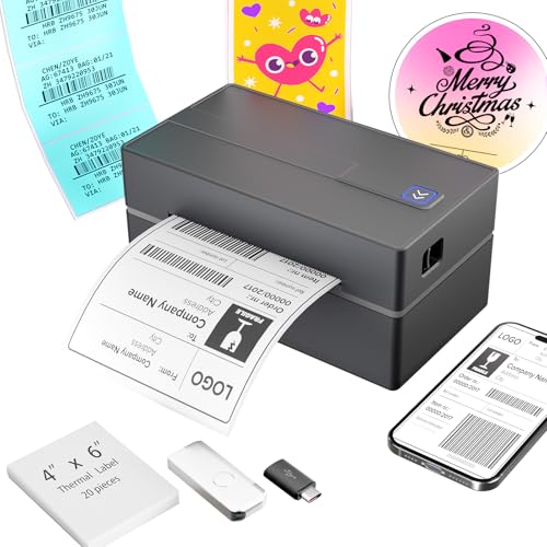 NULLTONEX Bluetooth Thermal Shipping Label Printer: 4x6 Wireless Mini Clear Label Maker with Waterproof Tape for Small Business - Widely Used for USPS UPS Ebay Amazon Shopify Etsy