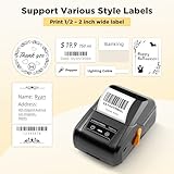 SUPVAN T50M Pro Bluetooth Label Maker Machine with Tape, Wide Waterproof Label, Versatile App with 40 Fonts and 450+ Icons, Inkless Labeler for Home, Kitchen, School, Office Organization, Black