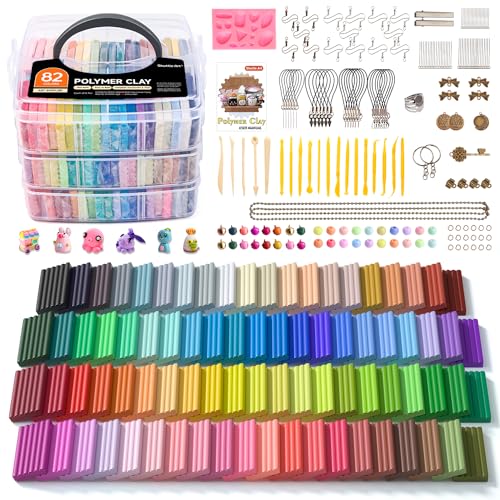 Shuttle Art 82 Colors Polymer Clay Kit with 19 Clay Tools, 16 Kinds of Accessories, Non-Toxic, Non-Sticky, Ideal DIY Art Craft Gift for Kids Adults