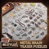 Yilloog 48 Pcs Metal Puzzles 3D Game Puzzle Difficult Metal Brain Assortment for Adults Game Highly Hard Brain IQ Logic Test Disentanglement for Classroom Mind Challenge