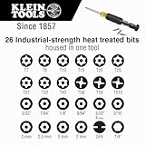 Klein Tools 32307 Multi-bit Tamperproof Screwdriver, 27-in-1 Tool with Torx, Hex, Torq and Spanner Bits with 1/4-Inch Nut Driver