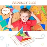 Syhood 24 Pieces Tangrams Puzzles for Students Party Favors Wooden Tangram Pattern Blocks Brain Logic Blocks for Manipulatives Games Educational Gifts and Party Favors(Classic)