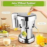 Commercial Juice Extractor, Stainless Steel Juicer Extractor Machine Fruit Food Mixer Juicer Processor Automatic Orange Squeezer Professional Countertop Blender Drink Mixer 110V 370W