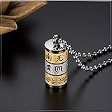 JAJAFOOK Men's Stainless Steel Tibetan Buddhist Mantra Om Mani Padme Hum Prayer Wheel Pendant Necklace