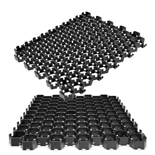 Vodaland Permeable HexPave System - Grass & Gravel Pavers - 100% Recycled PPE Plastic, Handles 27,000 lbs, 1" Depth, 65 s.f / 22 Units