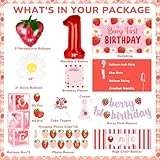 Kriyokiaa Berry First Birthday Decor Strawberry 1st Birthday Decorations for Girls, Sweet One Girls Birthday Party Supplies Strawberry Theme Backdrop Party Decor