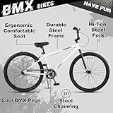 cubsala 26 Inch BMX Race Bike Trident Bicycles Beginner-Level to Advanced Riders with 2 Pegs Trick Cycling and Professional BMX Riding, White