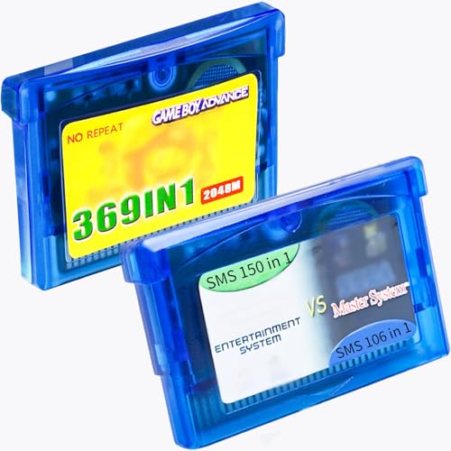 Awaiymi 2Pcs Classic Game Cartridge ,369 in 1 Game and NES 150+SMS 106 in 1 Game ,Compatible with GBA, GBASP, GBM, NDS, and NDSL Game Consoles