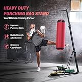 ZELUS Heavy Duty Punching Bag Stand, Height Adjustable Boxing Bag Stand with Canvas Sandbag & 220 lb Capacity, Free Standing Heavy Bag Stand with Weighted Base for Home Gym Workout Fitness