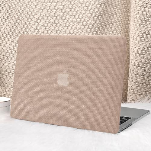 Seorsok Compatible for MacBook Pro 14 inch Case 2024-2021 M4 M3 Pro/Max A3112 A3185 A3401 A2918 A2992 M2 A2779 M1 A2442,Elegant Leather Plastic Hard Shell Case with Keyboard Cover,Brown Woven
