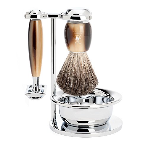 MÜHLE VIVO 4-piece Pure Badger Modern Safety Razor Luxury Wet Shaving Set - Perfect for Every Day Use, Barbershop Quality Close Smooth Shave