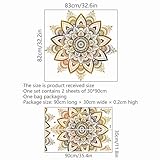 Sacred Golden Mandala Large Wall Stickers, sacinora Boho Mandala Indian Namaste Flower Wall Decals Datura stramonium Removable Vinyl Peel and Stick for Living Room Bedroom Sofa TV Background Art Decor