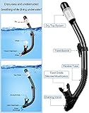 Ubekezele Snorkeling Gear for Adults Men Women,4 in 1 Snorkel Set with Panoramic View Diving Mask Anti-Fog Anti-Leak,Dry Top Snorkel,Fins and Travel Bag for Swimming,Snorkeling and Travel Diving