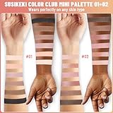 SUSIKEKI 2PCS 6 Colors Mini Naked Eyeshadow Palette Makeup with Brush Set Neutral Nude Eye Shadow Pink & Brown Matte Shimmer Make Up Pallet with Mirror Highly Pigmented Travel Size Gift Kit