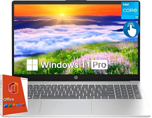 HP 15.6" Touchscreen Business & Student Laptop Computer, Lifetime Office Pro, HD Touch-Screen, Intel 6-core i3-1215U, 16 GB RAM, 512 GB SSD, Long Battery Life, Wi-Fi 6E, Windows 11 Pro w/AI Copilot