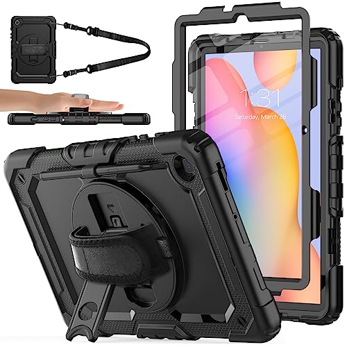 SIBEITU Case Compatible with Samsung Galaxy Tab S6 Lite with Screen Protector, Galaxy Tab s6 Lite 10.4 Case with Pen Holder | Hard Rugged Protective Cover w/Handle for SM-P613/P619 SM-P610/P615