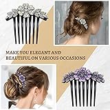 inSowni 6 Pack Luxury Sparkly Glitter Flower Leaf Rhinestone Black Plastic Hair Side Combs French Twist Slides Hairpins with Long Teeth Barrettes Bun Updo Clips Holders for Long Thick Hair Accessories