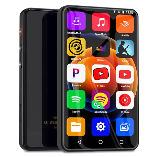 144GB MP3 Player with Bluetooth and WiFi, Ninsiden 4" HD Full-Color Touch Screen MP3 Player with Spotify, Amazon Music,YouTube, Pandora, Libby, Android Mainstrem Media MP4 Music Player for Kids,Black