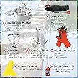 2625 lbs Fishing Magnet Kit, Double Sided Magnet Fishing Kit with Rope, Super Strong Fishing Magnet for Retrieving Items in River, Lake, Beach, Lawn, 4.57" Diameter