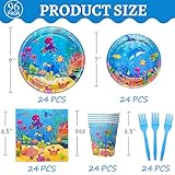 120 Pcs Under the Sea Party Decorations Ocean Birthday Party Plates and Napkins Set Sea Animal Theme Tableware Set Underwater Creatures Table Decor Supplies Paper Plates Napkins Cups for 24 Guests