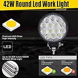 MUVKQC 42W LED Work Lights for Truck,10pcs 4.5Inch Round Light pods,12-24V spot Flood Lights Off-Road Lights led Lights fit for Trucks Off-Road Vehicle ATV SUV UTV 4WD Boat Tractor