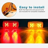 Partsam 14x Trailer RV Marker LED Light Double Bullseye 10 Diodes Clearance Light Red/Amber,[DOT Approved] 4x2 Tiger Eye/Double Bubble 12V Rectangular LED Side Marker Light Surface Mount Camper Truck