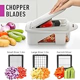 Mueller Pro-Series All-in-One, 12 Blade Mandoline Slicer for Kitchen, Food Chopper, Vegetable Slicer and Spiralizer, Cutter, Dicer, Grater, Kitchen Gadgets Sets with Container, White Sand/Gray