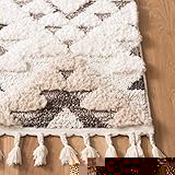 SAFAVIEH Moroccan Tassel Shag Collection Area Rug - 6'7" x 9'2", Ivory & Brown, Boho Design, Non-Shedding & Easy Care, 2-inch Thick Ideal for High Traffic Areas in Living Room, Bedroom (MTS688A)