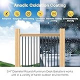 CKE 100 Pack 32" Round Aluminum Deck Balusters, 3/4" Diameter Hollow Round Black Aluminum Balusters for Deck Railing, Aluminum Deck Stair Spindles with Screws/Conector for Wood Composite Stair Fencing