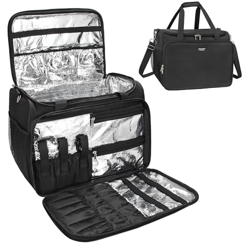 MONSTINA Professional Hairdressing Bag,Hairstylist Travel Bag,Cosmetics Beauty Hairdresser Bag with Shoulder Strap,Hair Makeup Salon Organizer Bag for Barber Insulation Material