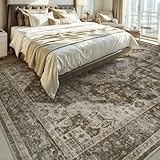 AMOAMI-Area Rug 8X10 Rugs for Living Room-Vintage Soft Coffee&Brown Rugs for Bedroom-Non Slip Carpet-Washable Rug for Dining Room Living Room Bedroom Office Under Table