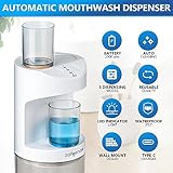 ZOFGENOW Automatic Mouthwash Dispenser for Bathroom,Bathroom Accessories 19.4 Fl Oz Dispensers with Magnetic Cups,Wall Mounted Dispenser,Suitable for All Age Groups,White